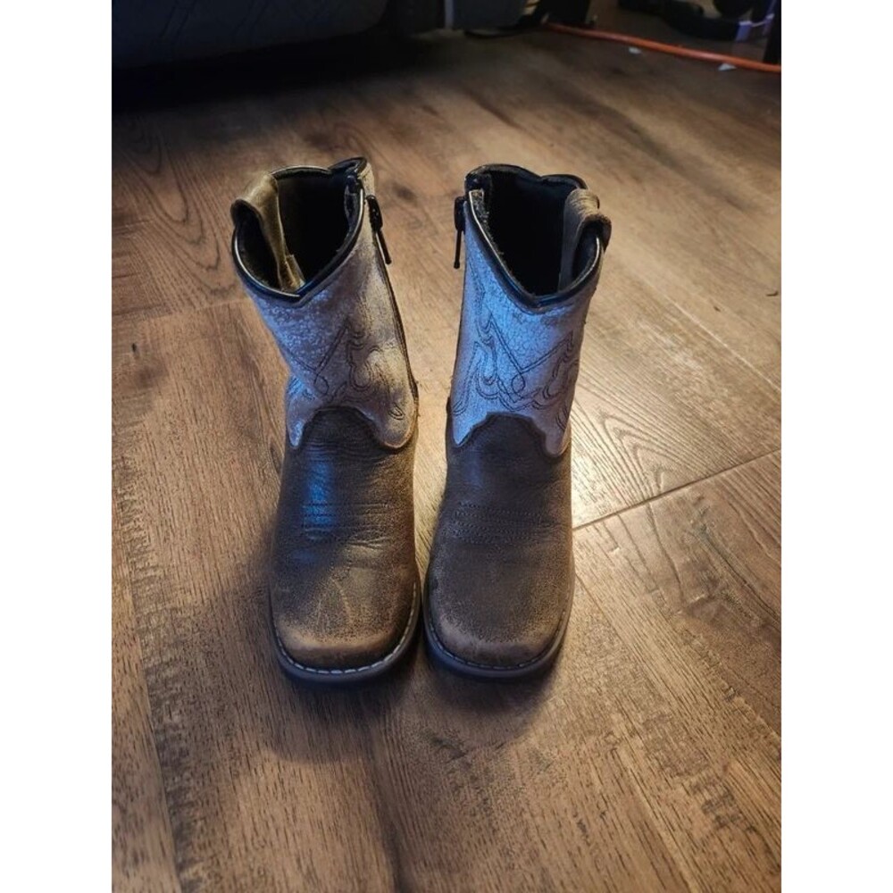 Cody James Toddler Boys Brown White Embroidered Western Cowboy Boots Size 7D